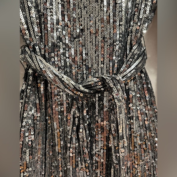 Long Sleeve Silver Sequin Dress - Picture 5 of 5